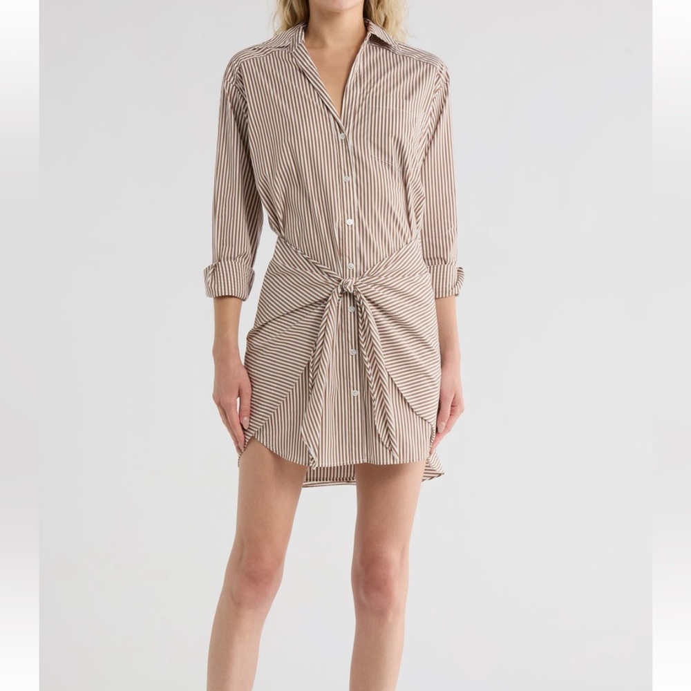 NWT Veronica Beard Roanoke Long Sleeved Cotton Blend Shirtdress